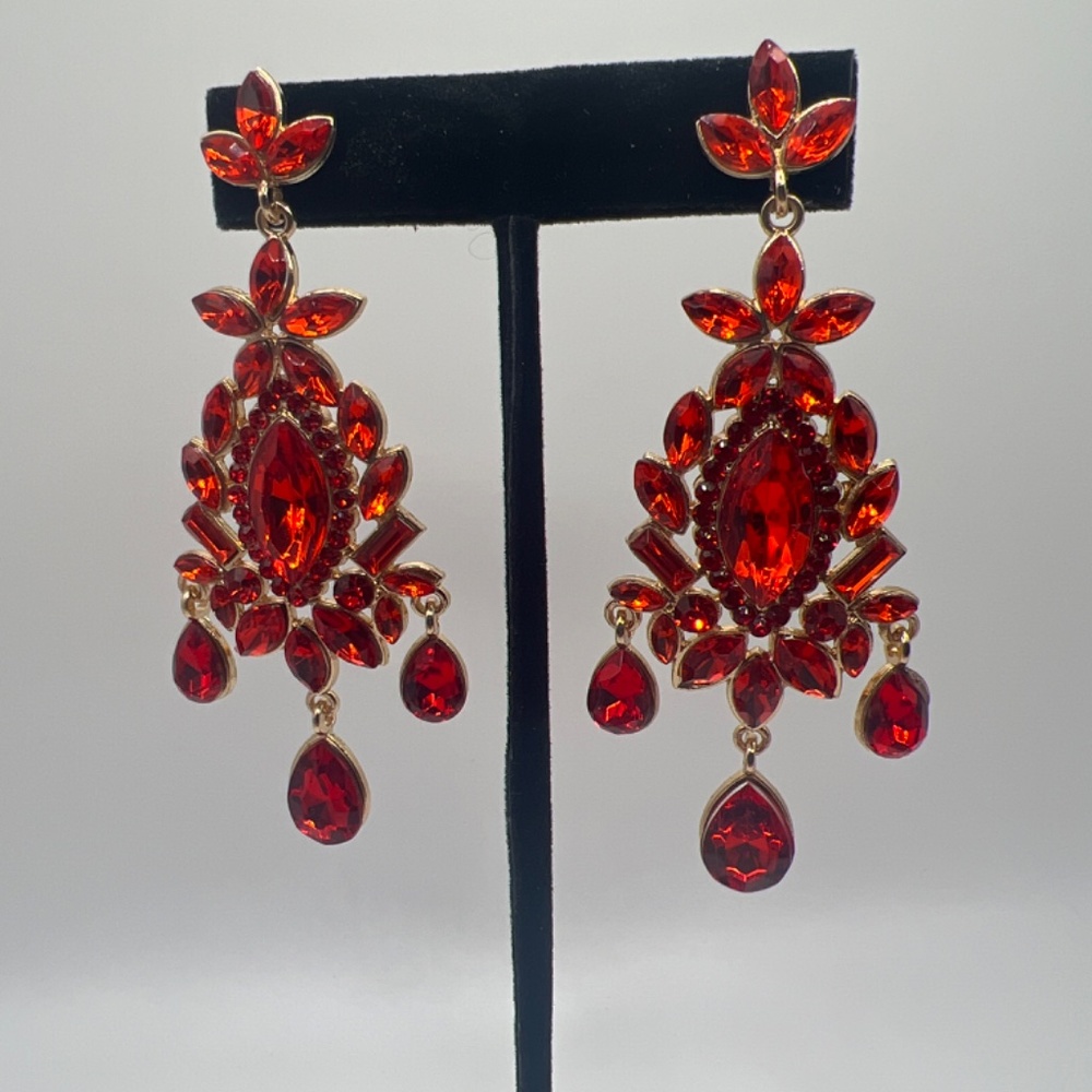 Red Statement Earrings - image 3